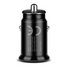 Automobilio Įkroviklis - everActive CC-25 12W Dual USB-A Ports 5V / 2.4A, Juoda