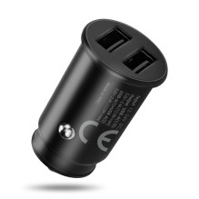Automobilio Įkroviklis - everActive CC-25 12W Dual USB-A Ports 5V / 2.4A, Juoda