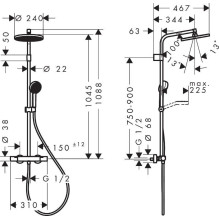 Shower sets with thermostatic faucets Hansgrohe, black Shower sets with thermostatic faucets Hansgrohe, black