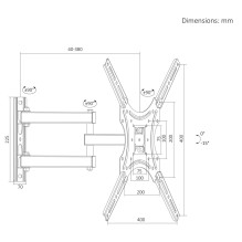 Maclean TV Mount / Bracket, max VESA 400x400, 32-55", up to 25 kg, black, tilt adjustment 0°--15° and swivel adjust Maclean TV Mount / Bracket, max VESA 400x400, 32-55", up to 25 kg, black, tilt adjustment 0°--15° and swivel adjust