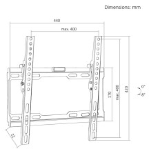 Maclean TV Mount / Bracket, max VESA 400x400, 32-75", up to 45 kg, black, tilt adjustment 0°-8°, MC-187 Maclean TV Mount / Bracket, max VESA 400x400, 32-75", up to 45 kg, black, tilt adjustment 0°-8°, MC-187