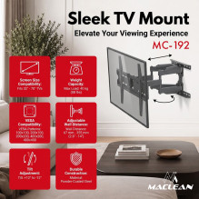 Maclean TV Mount / Bracket, max VESA 400x400, 32-70", up to 40 kg, black, tilt adjustment +12°--12° and swivel adju Maclean TV Mount / Bracket, max VESA 400x400, 32-70", up to 40 kg, black, tilt adjustment +12°--12° and swivel adju