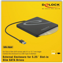DELOCK išorinis Gehäuse 5,25" Slot-In Slim SATA 9.5 / 12,7mm