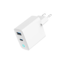 Įkroviklis - Gembird 2 Uostų 30W GaN USB Greitas Pakrovėjas PD 3.0 LED Baltas Įkroviklis - Gembird 2 Uostų 30W GaN USB Greitas Pakrovėjas PD 3.0 LED Baltas