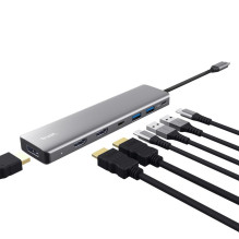 USB-C Šakotuvas - Trust 25661 Aliuminio 3 HDMI 2 USB-A 2 USB-C PD 3.0 USB-C Šakotuvas - Trust 25661 Aliuminio 3 HDMI 2 USB-A 2 USB-C PD 3.0