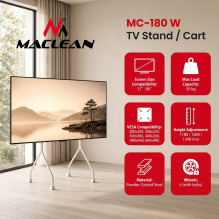 Televizoriaus stovas - Maclean MC-180 W 37-80" 50 kg VESA 600×400 Balta Televizoriaus stovas - Maclean MC-180 W 37-80" 50 kg VESA 600×400 Balta