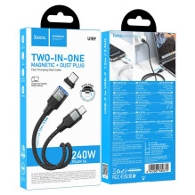 Magnetic Cable USB C to USB C Hoco QC3.0 PD 5A 240W 1,2 m U159 black Magnetic Cable USB C to USB C Hoco QC3.0 PD 5A 240W 1,2 m U159 black