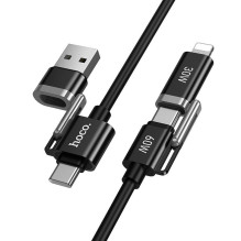 Cable 4w1 USB A / USB C do USB C / Lightning Hoco 3A 60W 1,2 m U155 black Cable 4w1 USB A / USB C do USB C / Lightning Hoco 3A 60W 1,2 m U155 black