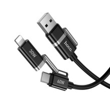 Cable 4w1 USB A / USB C do USB C / Lightning Hoco 3A 60W 1,2 m U155 black Cable 4w1 USB A / USB C do USB C / Lightning Hoco 3A 60W 1,2 m U155 black