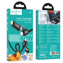 Cable 4w1 USB A / USB C do USB C / Lightning Hoco 3A 60W 1,2 m U155 black Cable 4w1 USB A / USB C do USB C / Lightning Hoco 3A 60W 1,2 m U155 black