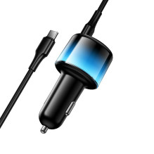 Car charger Hoco USB A + 2xUSB C PD QC3.0 57W with USB C to C cable Z69B black