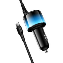 Car charger Hoco USB A + 2xUSB C PD QC3.0 57W with USB C to C cable Z69B black