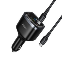 Car charger Hoco USB A + 2xUSB C PD QC3.0 93W with USB C to C cable Z70 black