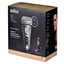 Braun „Series 9 Pro+“ 9655cc Skustuvas su tinkleliu, kirpimo mašina, pilkas Braun „Series 9 Pro+“ 9655cc Skustuvas su tinkleliu, kirpimo mašina, pilkas
