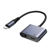 Joyroom adapteris DAC 2-in-1 Lightning į Lightning / 3.5mm mini lizdą, 2.4A, 0.12m, Black (SY-L01) Joyroom adapteris DAC 2-in-1 Lightning į Lightning / 3.5mm mini lizdą, 2.4A, 0.12m, Black (SY-L01)