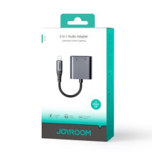Joyroom Adapter DAC 2-in-1 Lightning to Lightning / 3.5mm Mini Jack, 2.4A, 0.12m, Black (SY-L01)