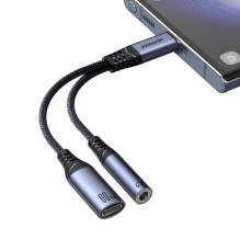Adapteris Joyroom ' SY-C02 2in1' juodas 14cm (Input: 'Type-C' / Output: AUX / 'Type-C') Adapteris Joyroom ' SY-C02 2in1' juodas 14cm (Input: 'Type-C' / Output: AUX / 'Type-C')