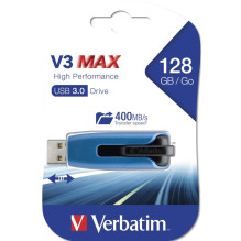 USB zibatmiņa 128GB Verbatim 3.2 V3 Max Black / blue mazumtirdzniecībā USB zibatmiņa 128GB Verbatim 3.2 V3 Max Black / blue mazumtirdzniecībā