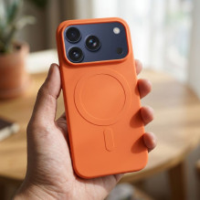 Case for iPhone 17 Pro / 18 Pro Silicone Mag Cover compatible with MagSafe (big hole) orange