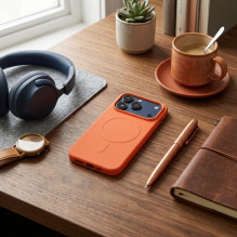 Case for iPhone 17 Pro / 18 Pro Silicone Mag Cover compatible with MagSafe (big hole) orange
