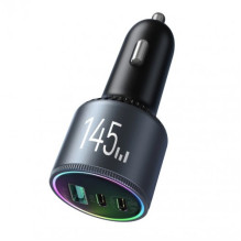 Automobilinis įkroviklis Joyroom "JR-CCN07" pilkas 145W (2xPD / 1xQC3.0) + "Type-C / Type-C" 100cm l Automobilinis įkroviklis Joyroom "JR-CCN07" pilkas 145W (2xPD / 1xQC3.0) + "Type-C / Type-C" 100cm l