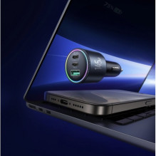 Automobilinis įkroviklis Joyroom "JR-CCN07" pilkas 145W (2xPD / 1xQC3.0) + "Type-C / Type-C" 100cm l Automobilinis įkroviklis Joyroom "JR-CCN07" pilkas 145W (2xPD / 1xQC3.0) + "Type-C / Type-C" 100cm l