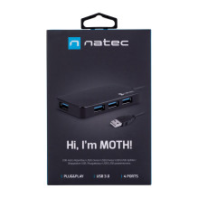 NATEC šakotuvas USB 3.0 Moth (4 prievadai, juodas) NATEC šakotuvas USB 3.0 Moth (4 prievadai, juodas)