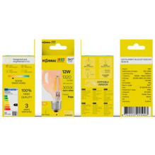 Visional LED Dimmable filament bulb E27, G125, 12W, 1320lm, 3000K, 360°, amber Visional LED Dimmable filament bulb E27, G125, 12W, 1320lm, 3000K, 360°, amber