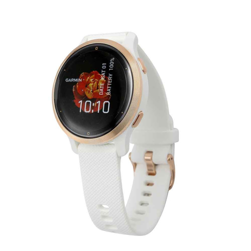 Garmin Venu 2S White / Rose Gold with Quick-Release Silicone Strap 18mm