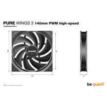 be quiet! Lüfter 140mm Pure Wings 3 PWM didelės spartos 3er be quiet! Lüfter 140mm Pure Wings 3 PWM didelės spartos 3er