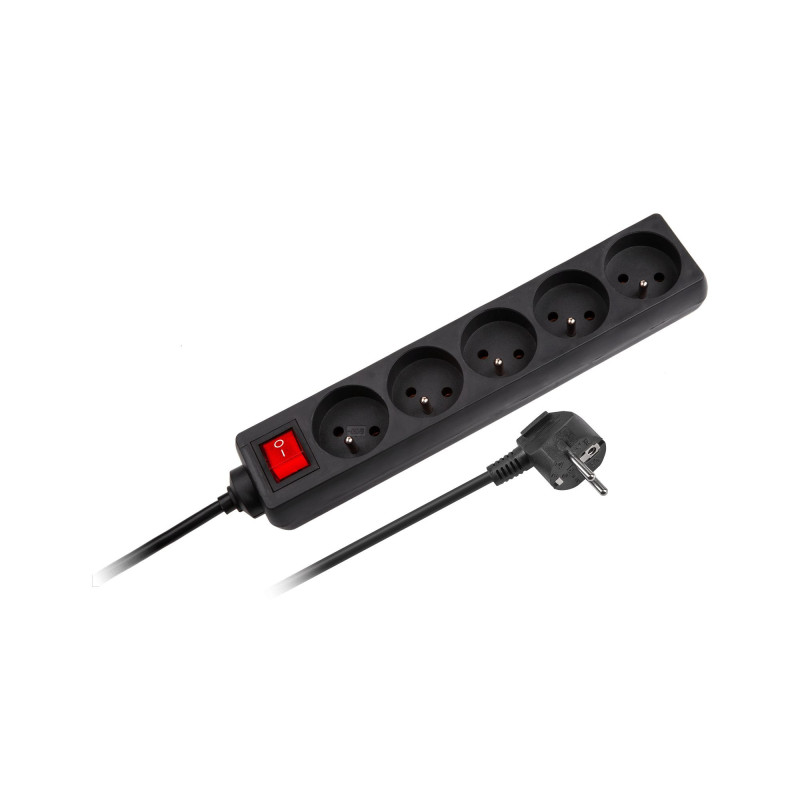 Electrical Extension Cord 5 Sockets with Switch 3m, 3x1.5 mm Black