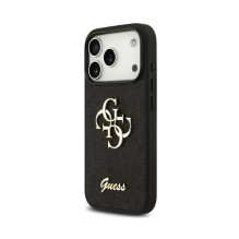 Dėklas Guess PU Fixed Glitter 4G Metal Logo Apple iPhone 18 Pro juodas