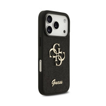 Dėklas Guess PU Fixed Glitter 4G Metal Logo Apple iPhone 18 Pro juodas