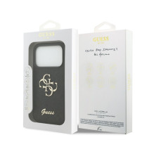 Dėklas Guess PU Fixed Glitter 4G Metal Logo Apple iPhone 18 Pro juodas