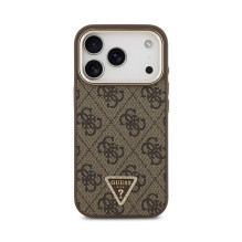 Dėklas Guess PU Leather 4G Strass Triangle Logo Gold Frame MagSafe Apple iPhone 18 Pro Max rudas Dėklas Guess PU Leather 4G Strass Triangle Logo Gold Frame MagSafe Apple iPhone 18 Pro Max rudas