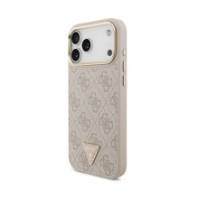 Dėklas Guess PU Leather 4G Strass Triangle Logo Gold Frame MagSafe Apple iPhone 18 Pro rožinis Dėklas Guess PU Leather 4G Strass Triangle Logo Gold Frame MagSafe Apple iPhone 18 Pro rožinis