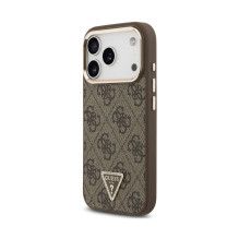 Dėklas Guess PU Leather 4G Strass Triangle Logo Gold Frame MagSafe Apple iPhone 18 Pro rudas Dėklas Guess PU Leather 4G Strass Triangle Logo Gold Frame MagSafe Apple iPhone 18 Pro rudas