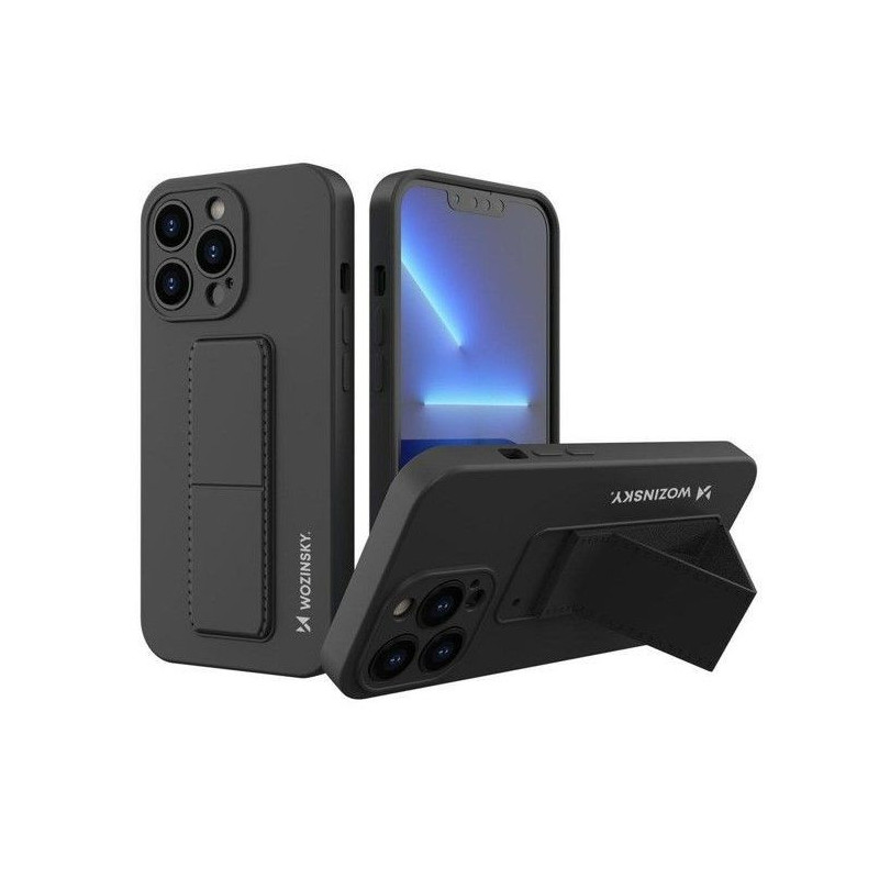 „Wozinsky“ silikoninis dėklas su stovu, skirtas „Apple Phone 13 Pro Max“, juodas
