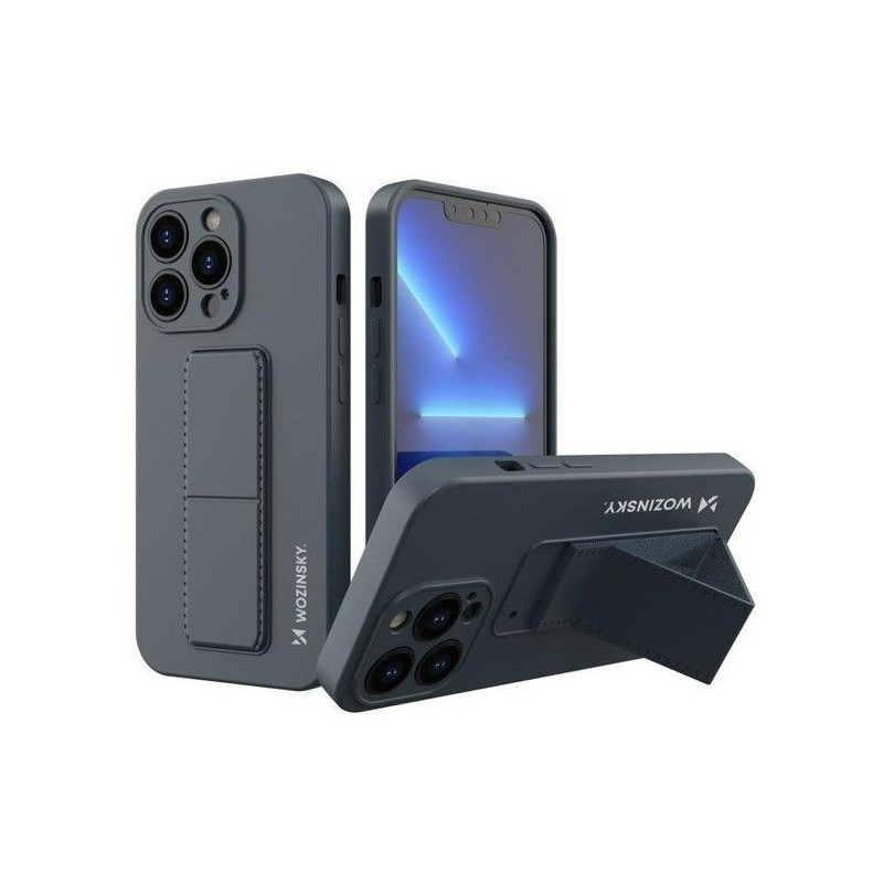 „Wozinsky“ silikoninis dėklas su stovu ir atlenkiamu rėmeliu Apple iPhone 13 Pro Max, tamsiai mėlynas