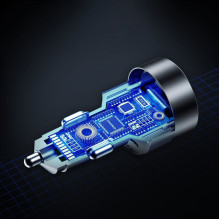 Choetech Choetech greitas automobilio įkroviklis 130W 2xUSB-C + USB-A juodas (TC0011)