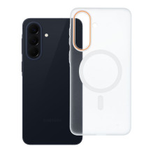 Samsung A57 Go dėklas, oranžinis, suderinamas su MagSafe, skaidrus Samsung A57 Go dėklas, oranžinis, suderinamas su MagSafe, skaidrus