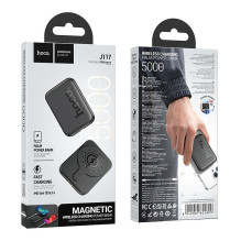 Powerbank compatible with MagSafe Hoco 5000 mAh QC PD 18W J117 black Powerbank compatible with MagSafe Hoco 5000 mAh QC PD 18W J117 black