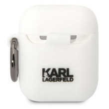 Karl Lagerfeld Apple Airpods 1 / 2 3D Logo NFT Choupette Head Silicone Case White