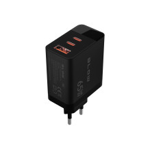 LCD sieninis įkroviklis, USB lizdas + USB-Cx2 PD 65W GAN juodas vatmetras