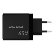 LCD sieninis įkroviklis, USB lizdas + USB-Cx2 PD 65W GAN juodas vatmetras