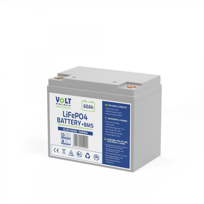 Volt LIFePO4 12,8V 60Ah (60A) + BMS BEZPRIEŽIŪRINIS AKUMULIATORIUS