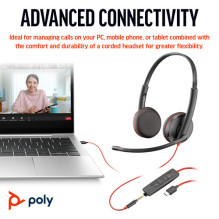 Ausinių komplektas „Blackwire 3225 USB-C + USB-C / A“ (didmeninė prekyba) 8X229A6 Ausinių komplektas „Blackwire 3225 USB-C + USB-C / A“ (didmeninė prekyba) 8X229A6