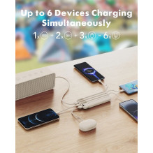 Powerbank Charmast W2065 PD3.0 3A 22,5W 20000 mAh with built-in cables USB A / USB C / Lightning / Micro USB White