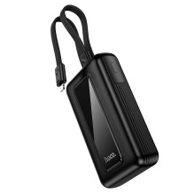 10000 mAh QC išorinė baterija PD 22,5W su integruotais laidais USB C+ „Lightning“ Hoco J162 juoda