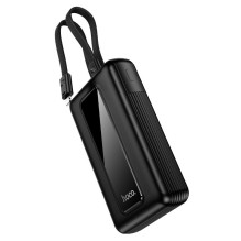 20000 mAh QC išorinė baterija PD 22,5W su integruotais laidais USB C+ „Lightning“ Hoco J162A juoda